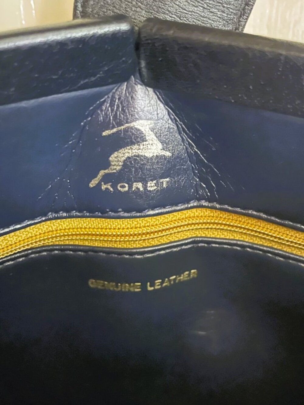 Vintage Koret Navy Blue Leather Crossbody Bag - Minimalist Classic